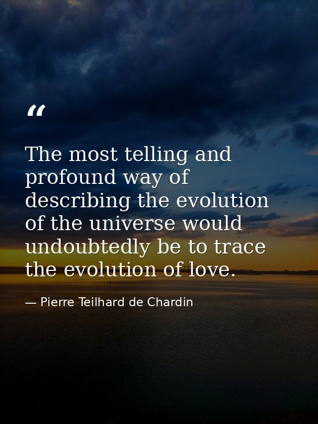 The most telling and profound way of describing the evolution of the universe would undoubtedly be to trace the evolutio — Pierre Teilhard de Chardin