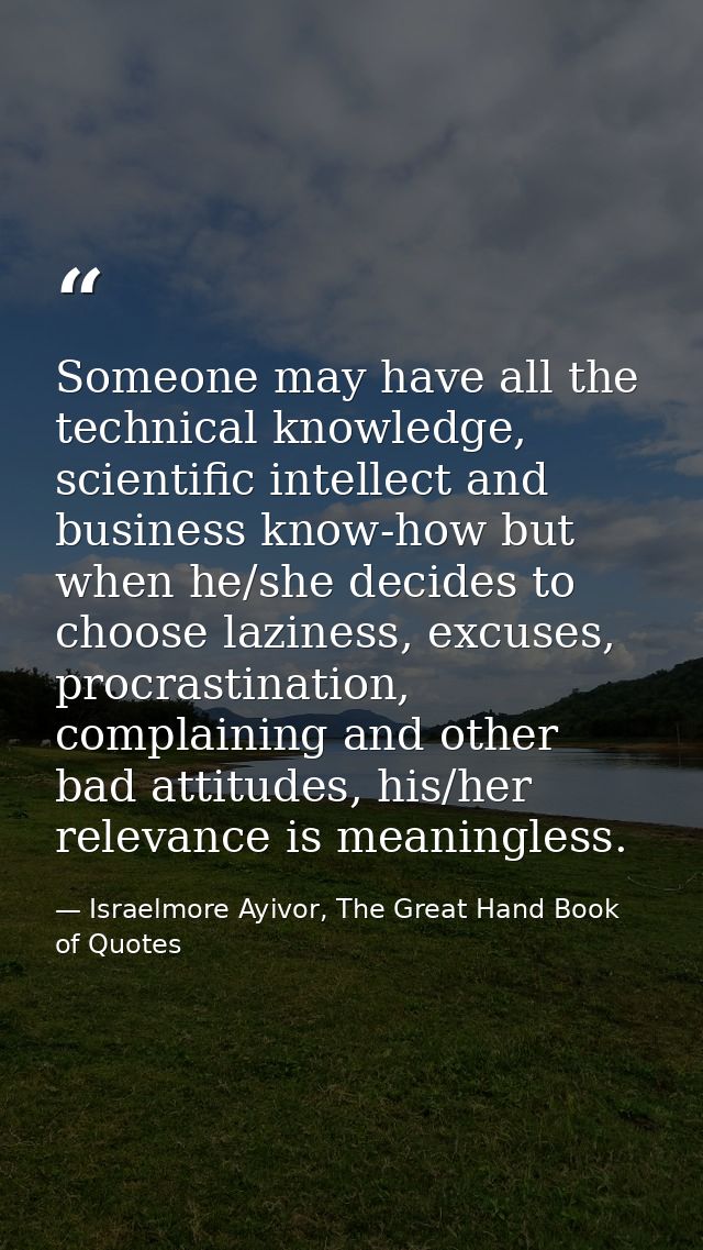 Someone may have all the technical knowledge, scientific intellect and business know-how but when he/she decides to choo — Israelmore Ayivor, The Great Hand Book of Quotes