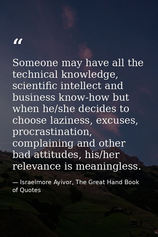 Someone may have all the technical knowledge, scientific intellect and business know-how but when he/she decides to choo — Israelmore Ayivor, The Great Hand Book of Quotes