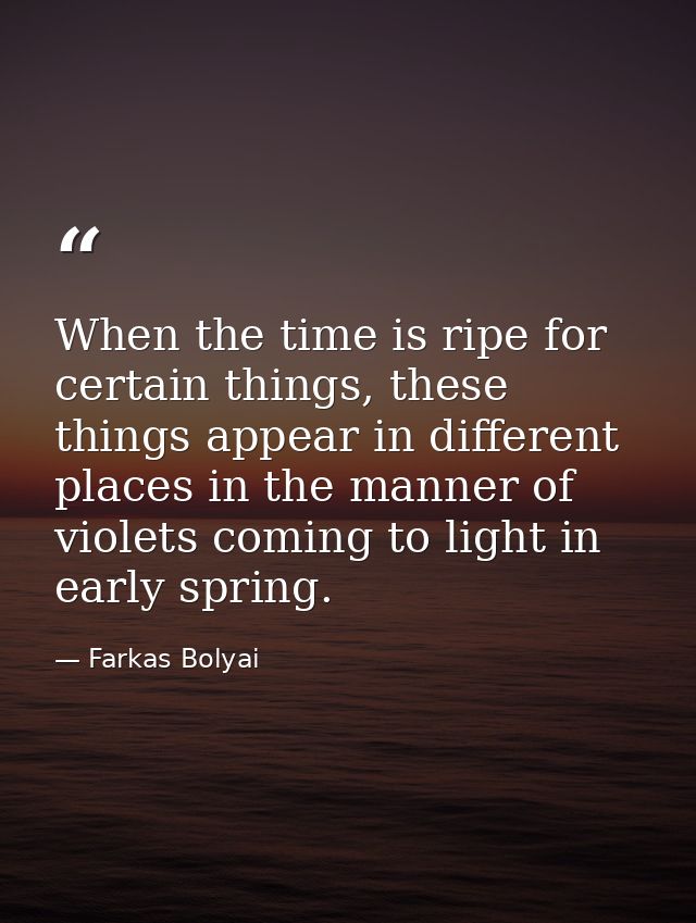 When the time is ripe for certain things, these things appear in different places in the manner of violets coming to lig — Farkas Bolyai