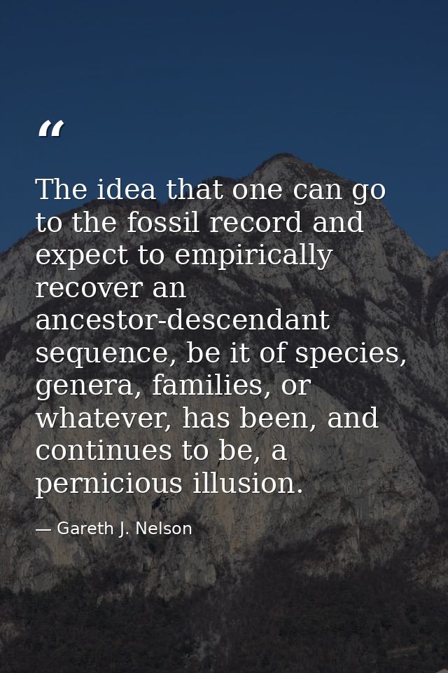 The idea that one can go to the fossil record and expect to empirically recover an ancestor-descendant sequence, be it o — Gareth J. Nelson