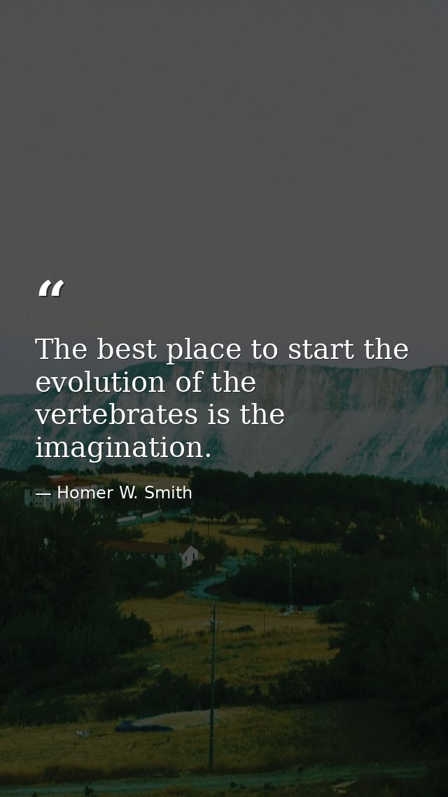 The best place to start the evolution of the vertebrates is the imagination. — Homer W. Smith