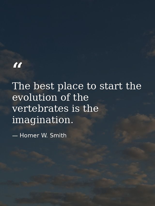 The best place to start the evolution of the vertebrates is the imagination. — Homer W. Smith