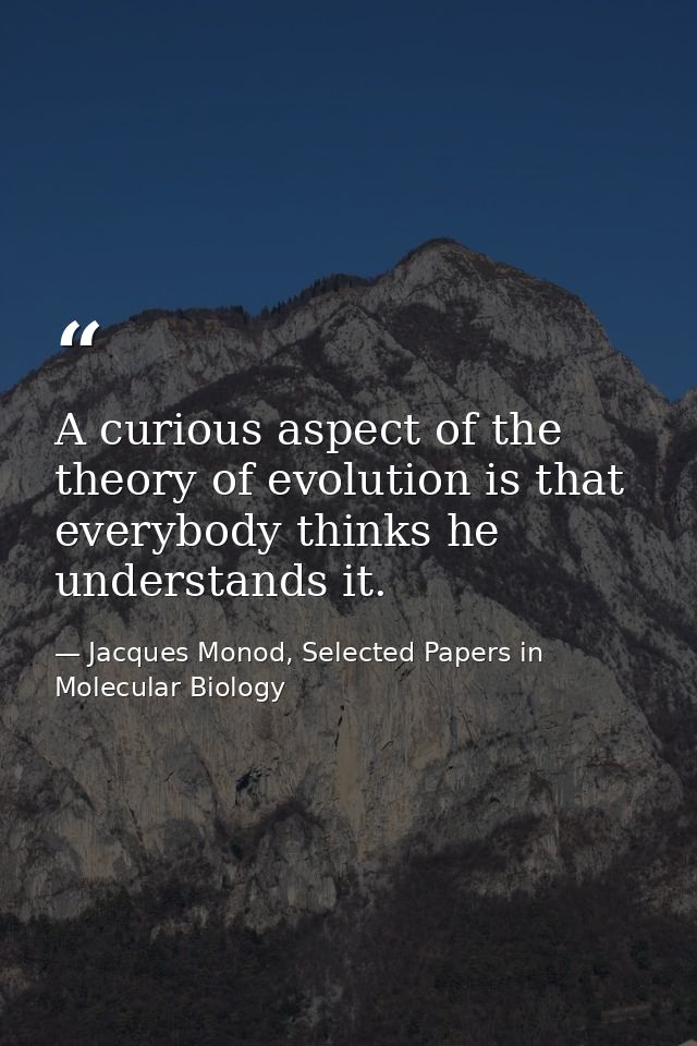 A curious aspect of the theory of evolution is that everybody thinks he understands it. — Jacques Monod, Selected Papers in Molecular Biology