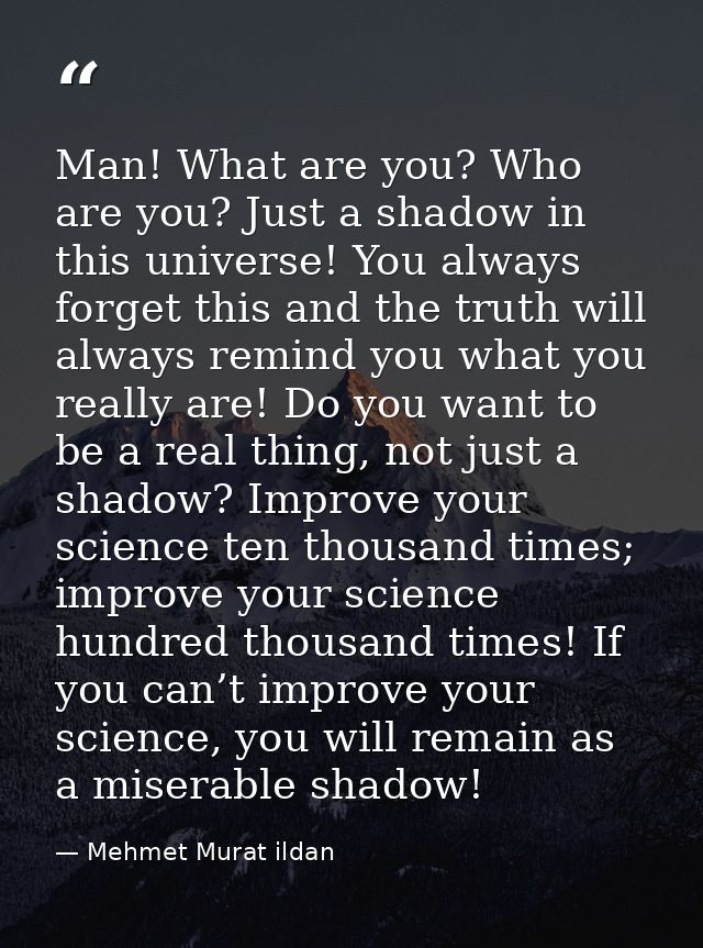 Man! What are you? Who are you? Just a shadow in this universe! You always forget this and the truth will always remind  — Mehmet Murat ildan