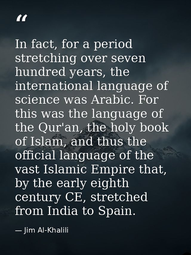 In fact, for a period stretching over seven hundred years, the international language of science was Arabic. For this wa — Jim Al-Khalili
