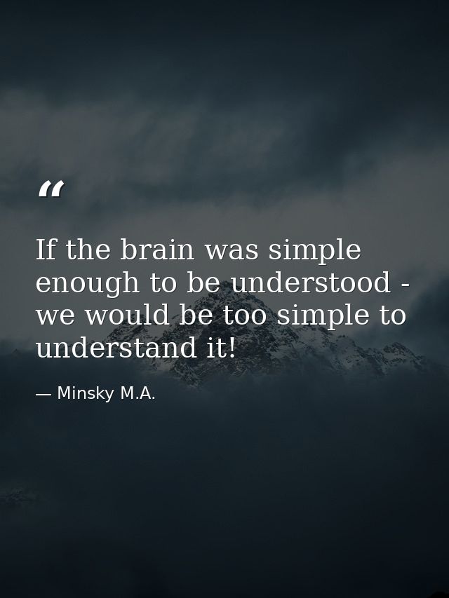 If the brain was simple enough to be understood - we would be too simple to understand it! — Minsky M.A.