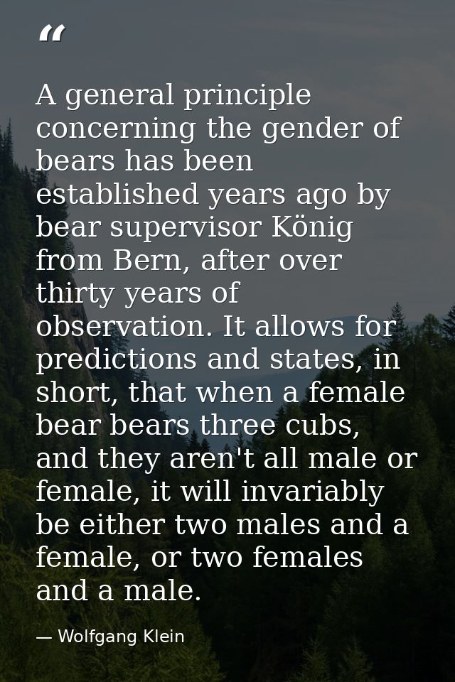 A general principle concerning the gender of bears has been established years ago by bear supervisor König from Bern, af — Wolfgang Klein