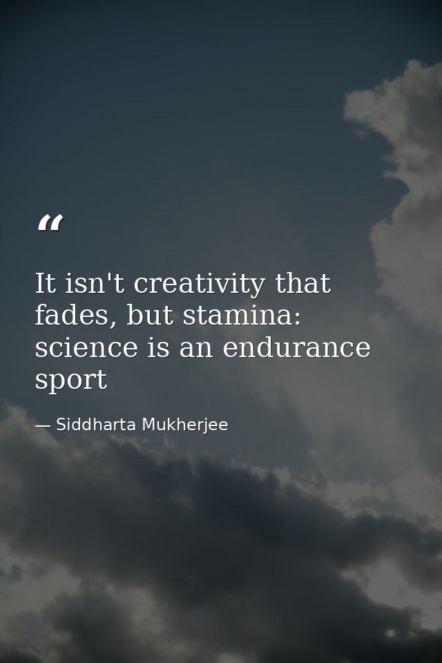 It isn't creativity that fades, but stamina: science is an endurance sport — Siddharta Mukherjee