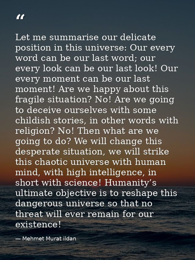 Let me summarise our delicate position in this universe: Our every word can be our last word; our every look can be our  — Mehmet Murat ildan