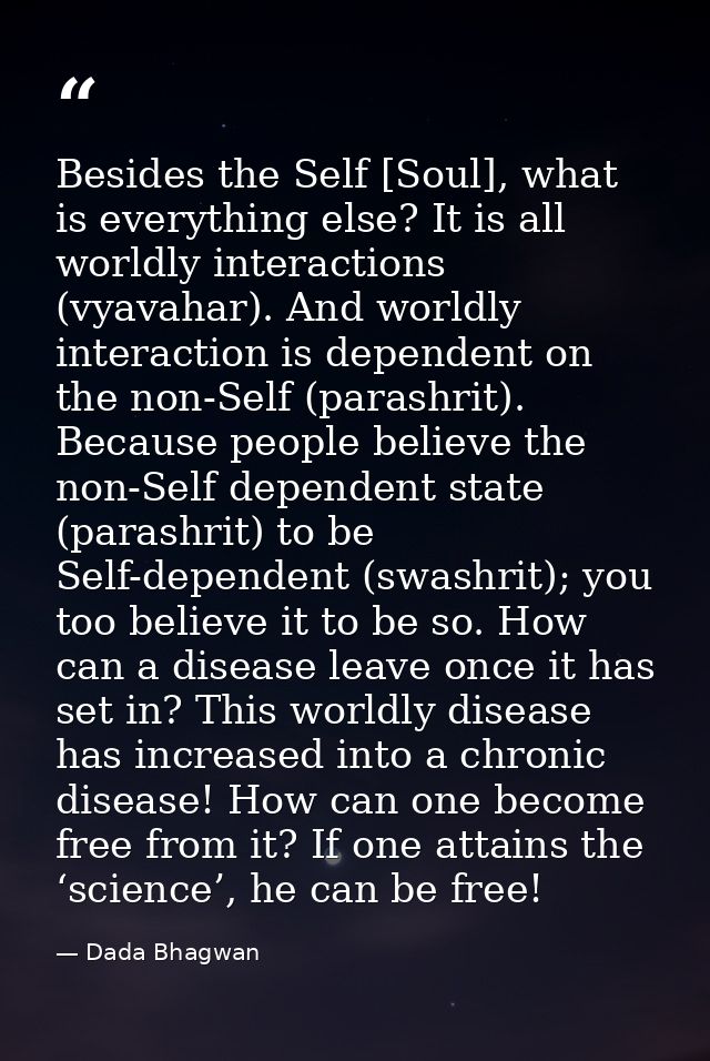Besides the Self [Soul], what is everything else? It is all worldly interactions (vyavahar). And worldly interaction is  — Dada Bhagwan