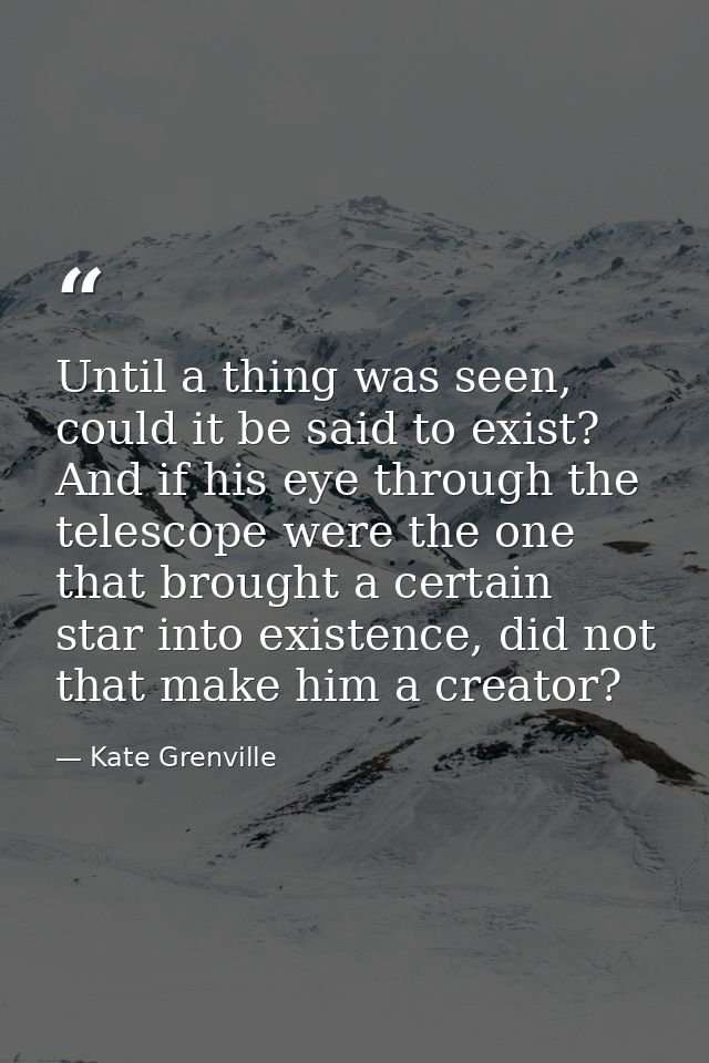 Until a thing was seen, could it be said to exist? And if his eye through the telescope were the one that brought a cert — Kate Grenville