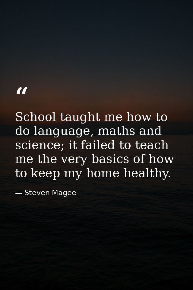 School taught me how to do language, maths and science; it failed to teach me the very basics of how to keep my home hea — Steven Magee