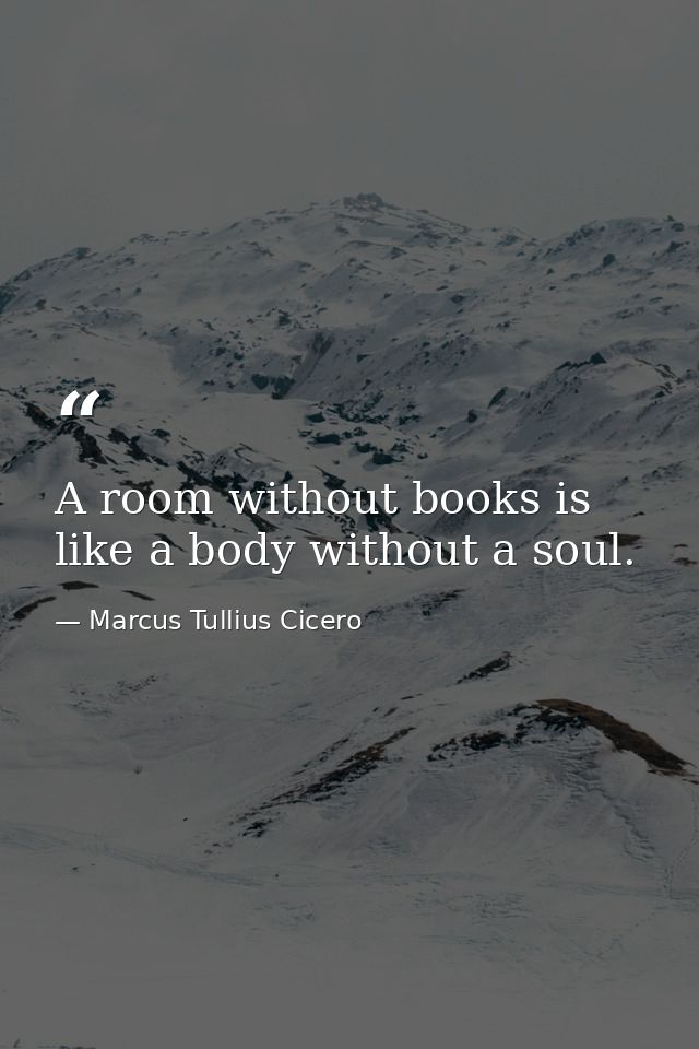 A room without books is like a body without a soul. — Marcus Tullius Cicero