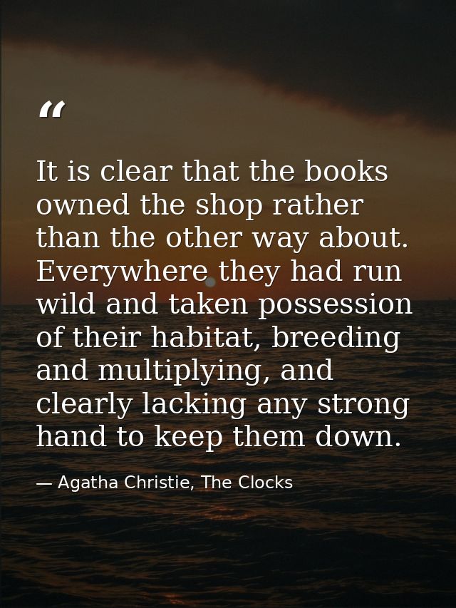 It is clear that the books owned the shop rather than the other way about. Everywhere they had run wild and taken posses — Agatha Christie, The Clocks