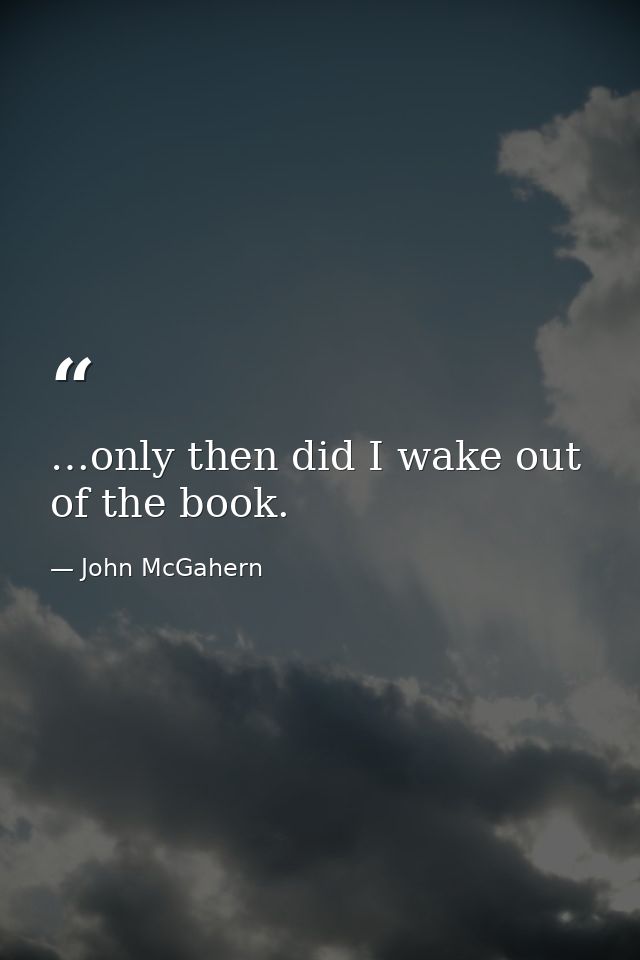 …only then did I wake out of the book. — John McGahern