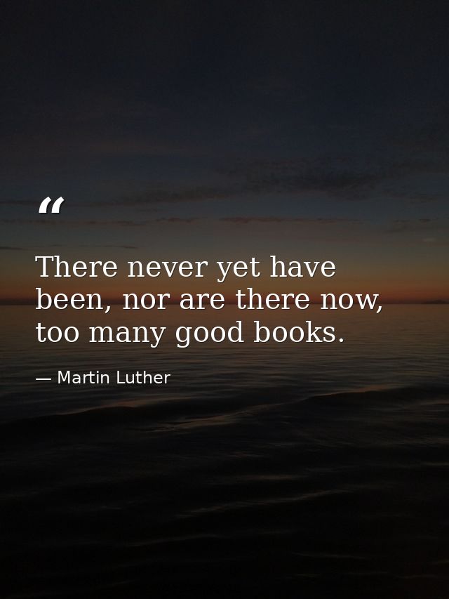 There never yet have been, nor are there now, too many good books. — Martin Luther