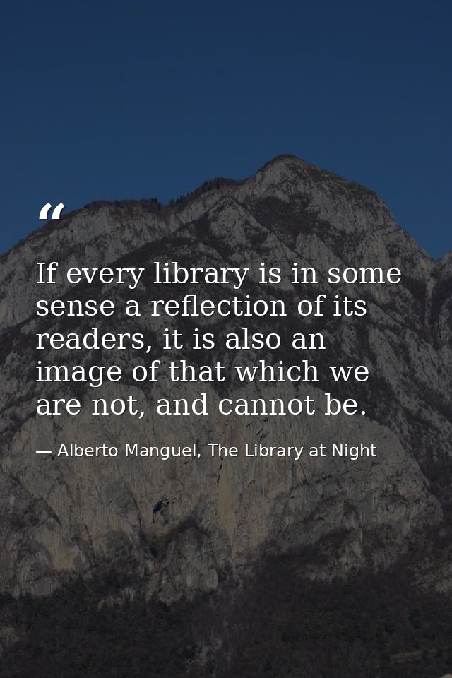 If every library is in some sense a reflection of its readers, it is also an image of that which we are not, and cannot  — Alberto Manguel, The Library at Night