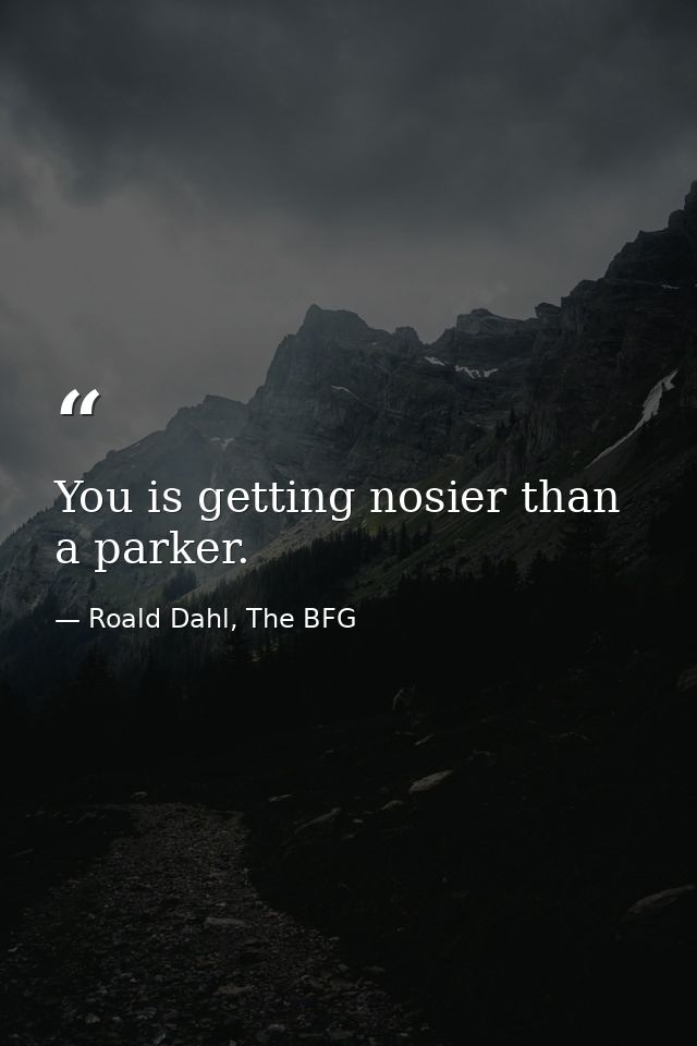 You is getting nosier than a parker. — Roald Dahl, The BFG