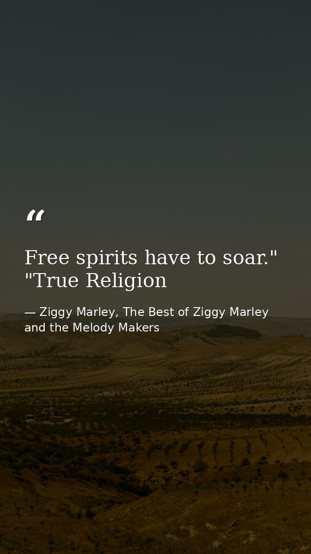 Free spirits have to soar." "True Religion — Ziggy Marley, The Best of Ziggy Marley and the Melody Makers