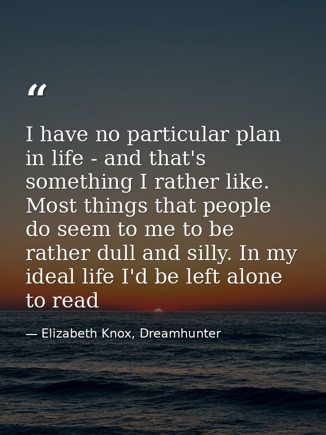 I have no particular plan in life - and that's something I rather like. Most things that people do seem to me to be rath — Elizabeth Knox, Dreamhunter