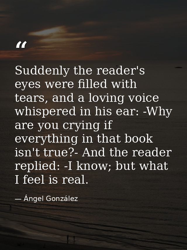 Suddenly the reader's eyes were filled with tears, and a loving voice whispered in his ear: -Why are you crying if every — Ángel González