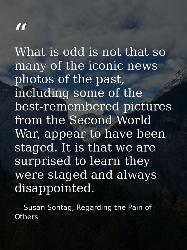 What is odd is not that so many of the iconic news photos of the past, including some of the best-remembered pictures fr — Susan Sontag, Regarding the Pain of Others