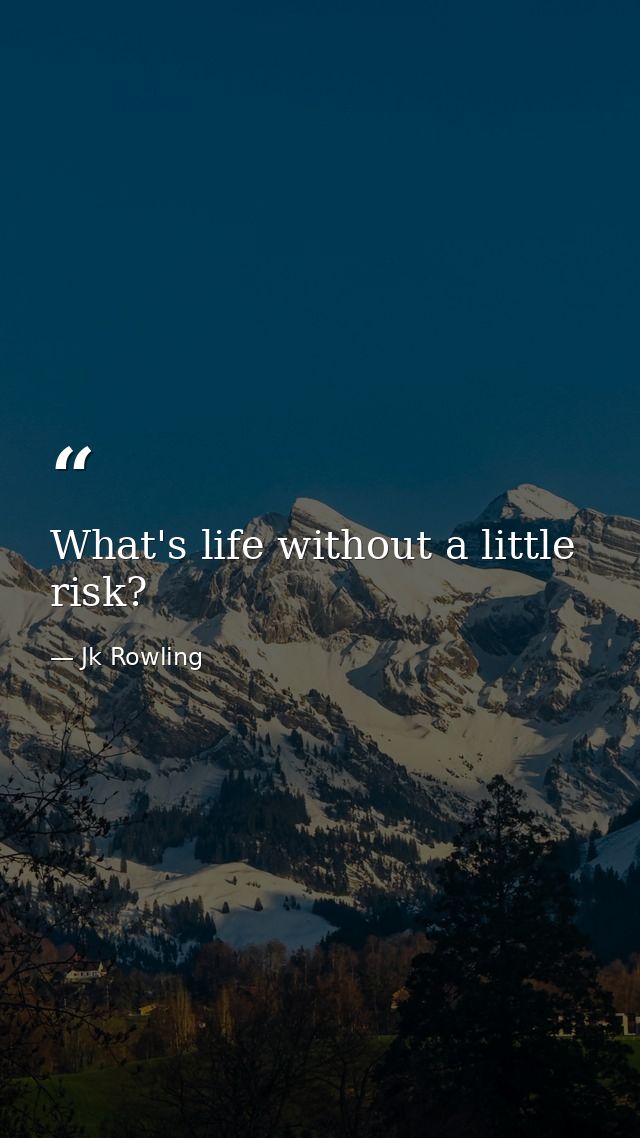 What's life without a little risk? — Jk Rowling