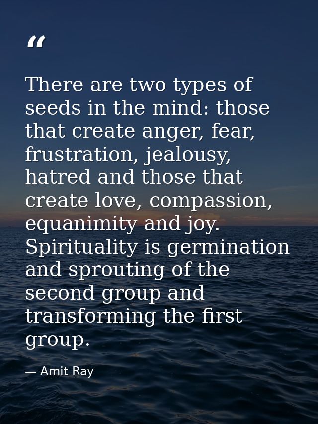 There are two types of seeds in the mind: those that create anger, fear, frustration, jealousy, hatred and those that cr — Amit Ray