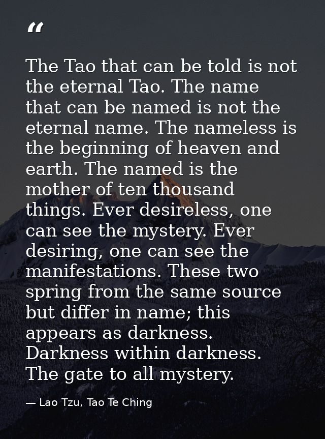The Tao that can be told is not the eternal Tao. The name that can be named is not the eternal name. The nameless is the — Lao Tzu, Tao Te Ching