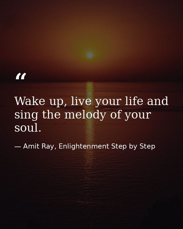 Wake up, live your life and sing the melody of your soul. — Amit Ray, Enlightenment Step by Step