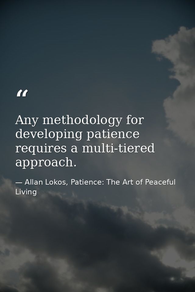 Any methodology for developing patience requires a multi-tiered approach. — Allan Lokos, Patience: The Art of Peaceful Living