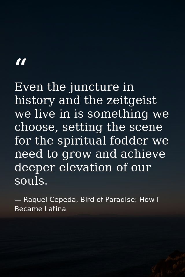 Even the juncture in history and the zeitgeist we live in is something we choose, setting the scene for the spiritual fo — Raquel Cepeda, Bird of Paradise: How I Became Latina
