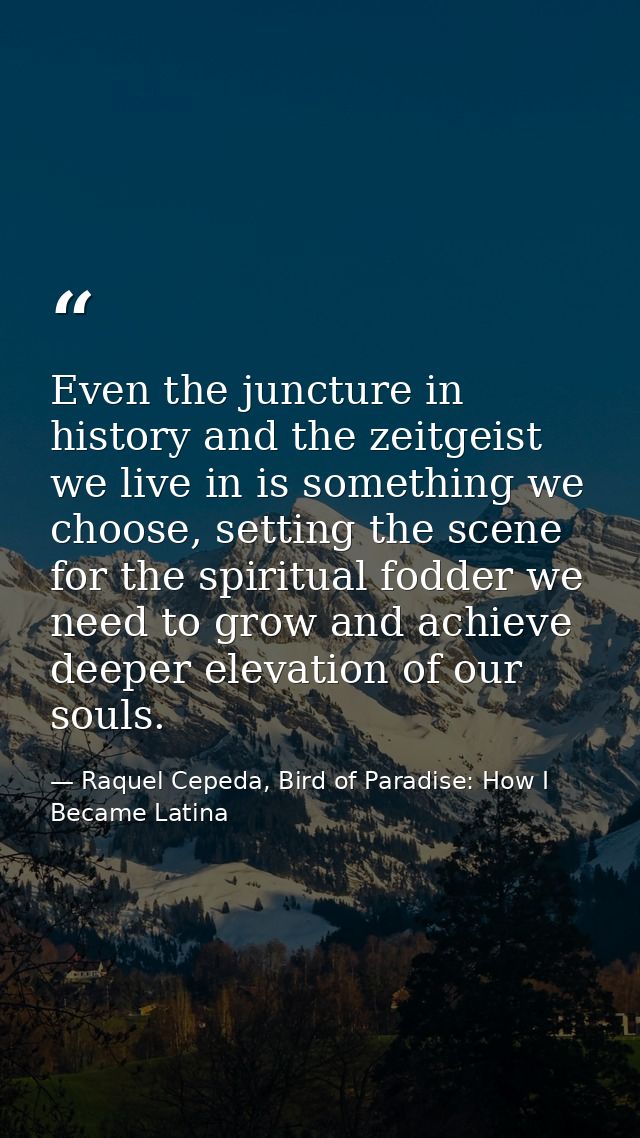 Even the juncture in history and the zeitgeist we live in is something we choose, setting the scene for the spiritual fo — Raquel Cepeda, Bird of Paradise: How I Became Latina