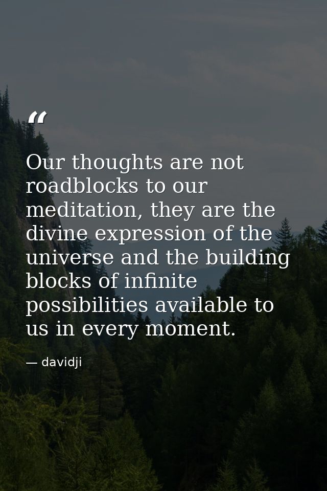 Our thoughts are not roadblocks to our meditation, they are the divine expression of the universe and the building block — davidji