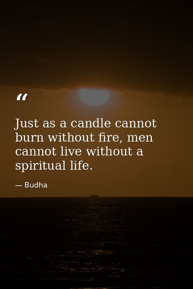 Just as a candle cannot burn without fire, men cannot live without a spiritual life. — Budha