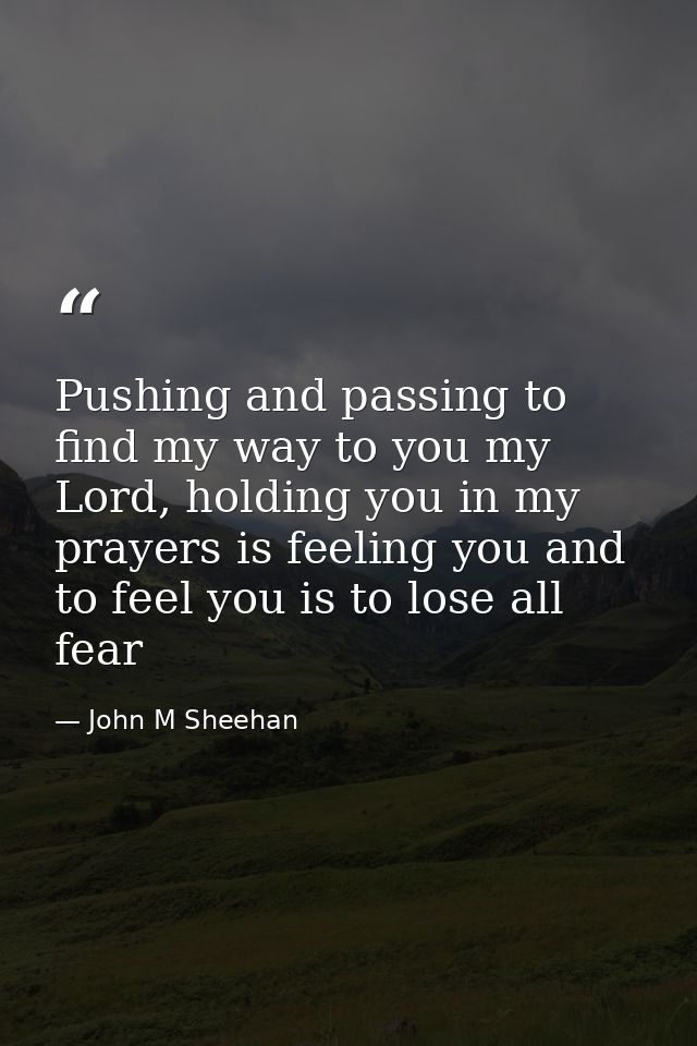 Pushing and passing to find my way to you my Lord, holding you in my prayers is feeling you and to feel you is to lose a — John M Sheehan