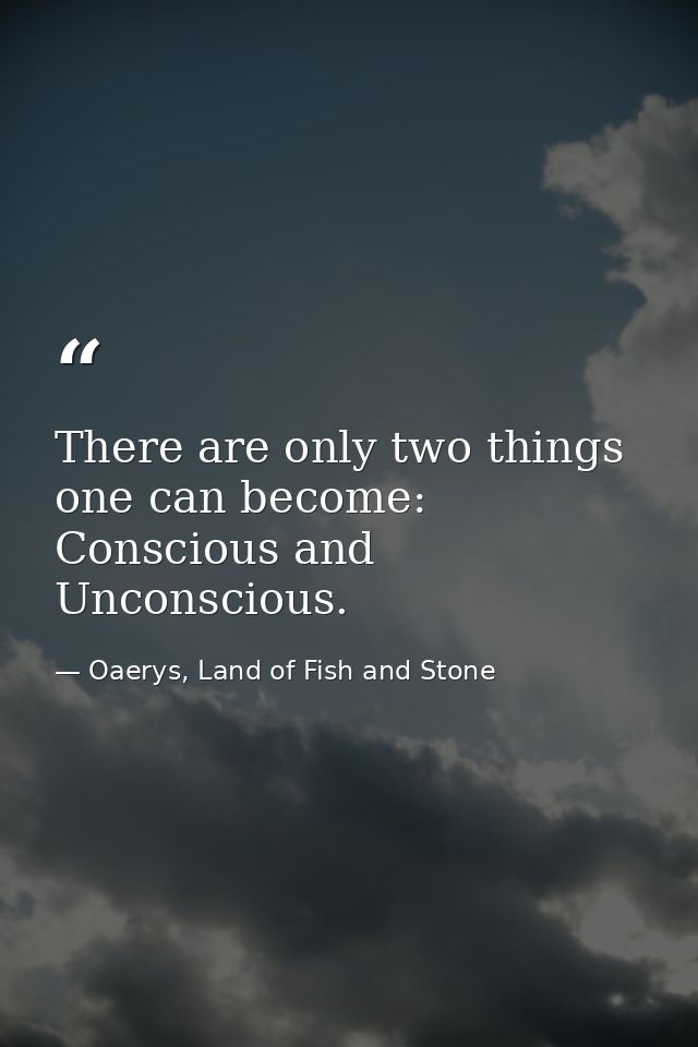There are only two things one can become: Conscious and Unconscious. — Oaerys, Land of Fish and Stone
