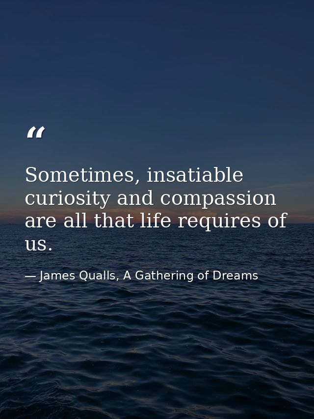 Sometimes, insatiable curiosity and compassion are all that life requires of us. — James Qualls, A Gathering of Dreams
