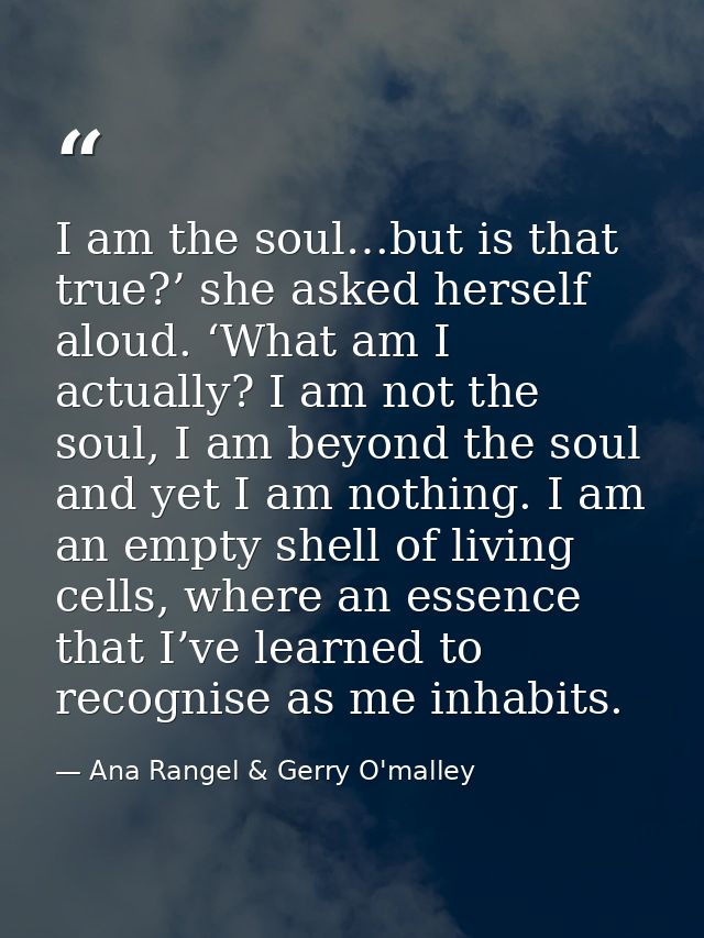 I am the soul…but is that true?’ she asked herself aloud. ‘What am I actually? I am not the soul, I am beyond the soul a — Ana Rangel & Gerry O'malley