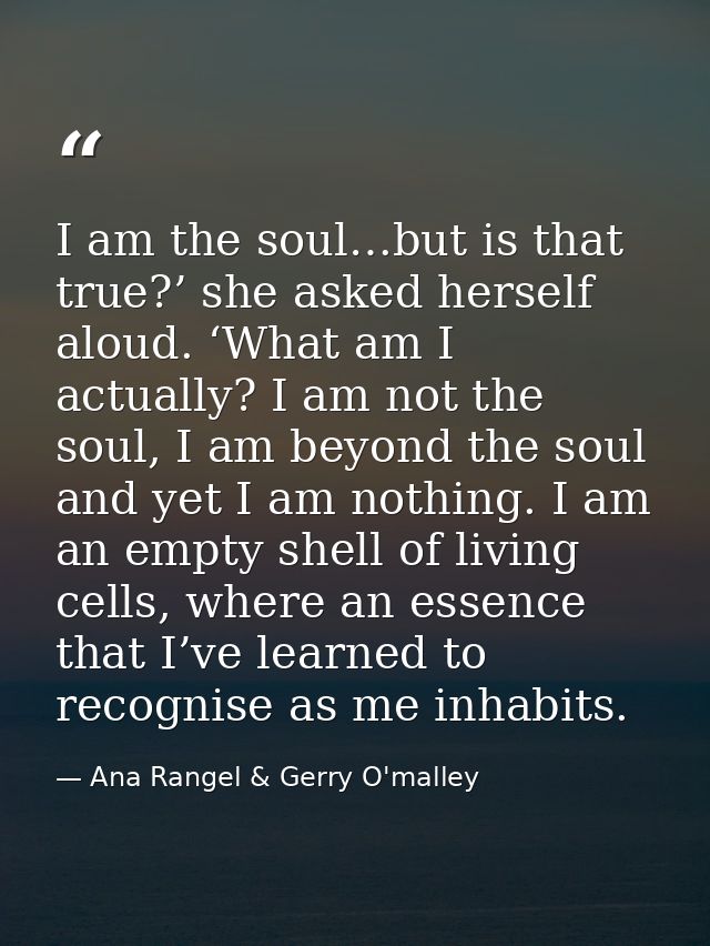I am the soul…but is that true?’ she asked herself aloud. ‘What am I actually? I am not the soul, I am beyond the soul a — Ana Rangel & Gerry O'malley