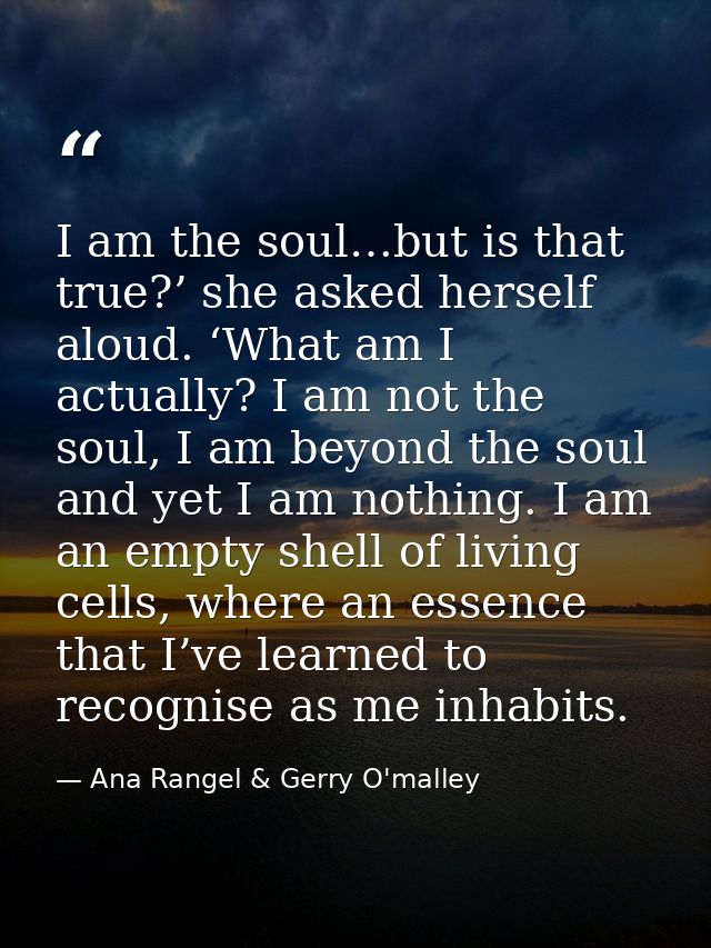 I am the soul…but is that true?’ she asked herself aloud. ‘What am I actually? I am not the soul, I am beyond the soul a — Ana Rangel & Gerry O'malley