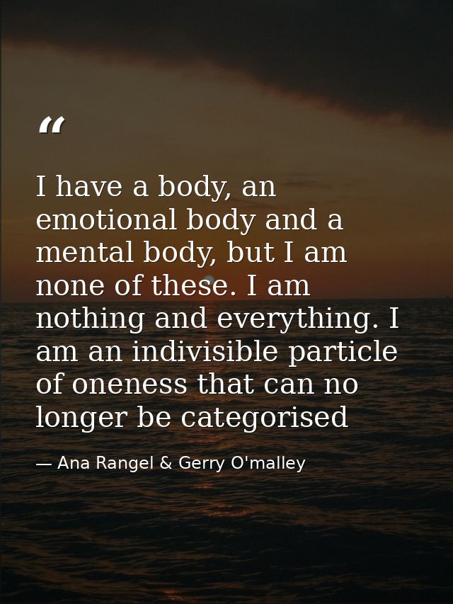 I have a body, an emotional body and a mental body, but I am none of these. I am nothing and everything. I am an indivis — Ana Rangel & Gerry O'malley