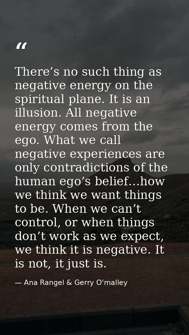 There’s no such thing as negative energy on the spiritual plane. It is an illusion. All negative energy comes from the e — Ana Rangel & Gerry O'malley