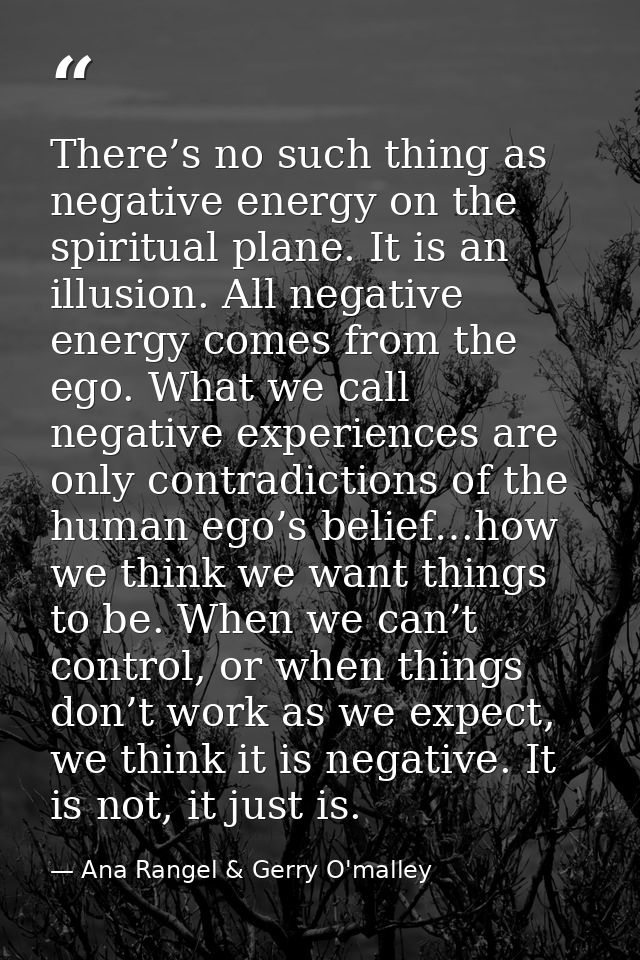 There’s no such thing as negative energy on the spiritual plane. It is an illusion. All negative energy comes from the e — Ana Rangel & Gerry O'malley