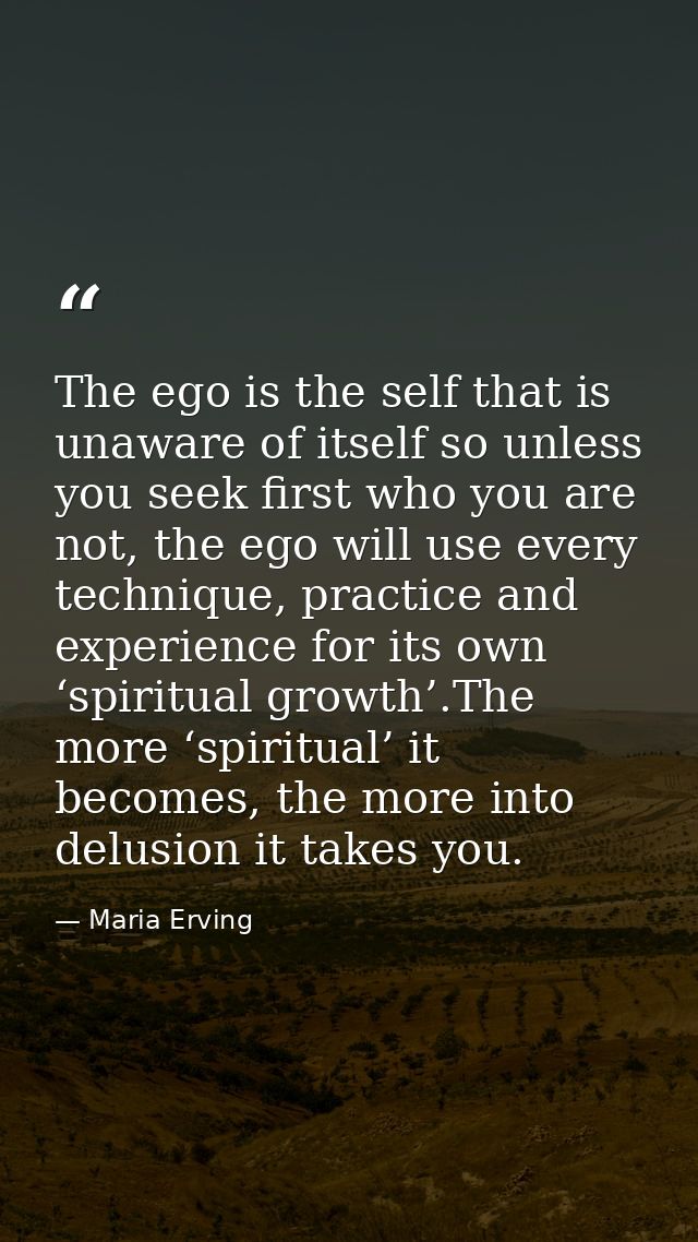 The ego is the self that is unaware of itself so unless you seek first who you are not, the ego will use every technique — Maria Erving