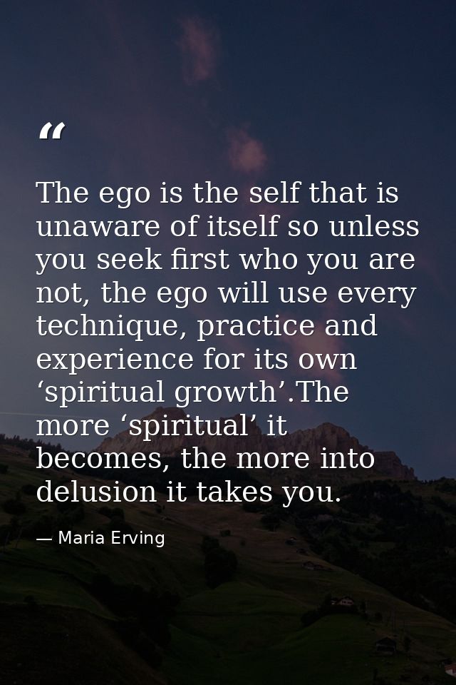 The ego is the self that is unaware of itself so unless you seek first who you are not, the ego will use every technique — Maria Erving