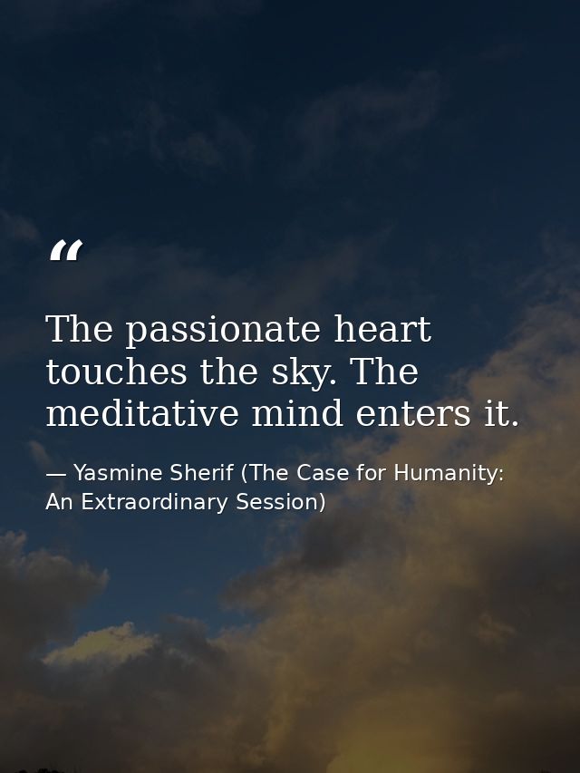 The passionate heart touches the sky. The meditative mind enters it. — Yasmine Sherif (The Case for Humanity: An Extraordinary Session)