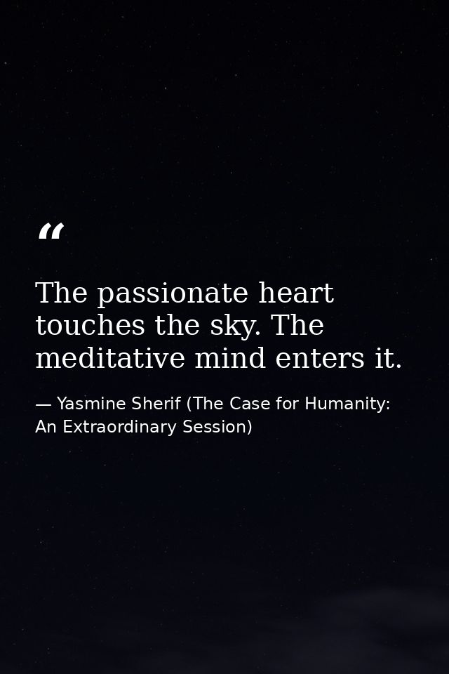 The passionate heart touches the sky. The meditative mind enters it. — Yasmine Sherif (The Case for Humanity: An Extraordinary Session)