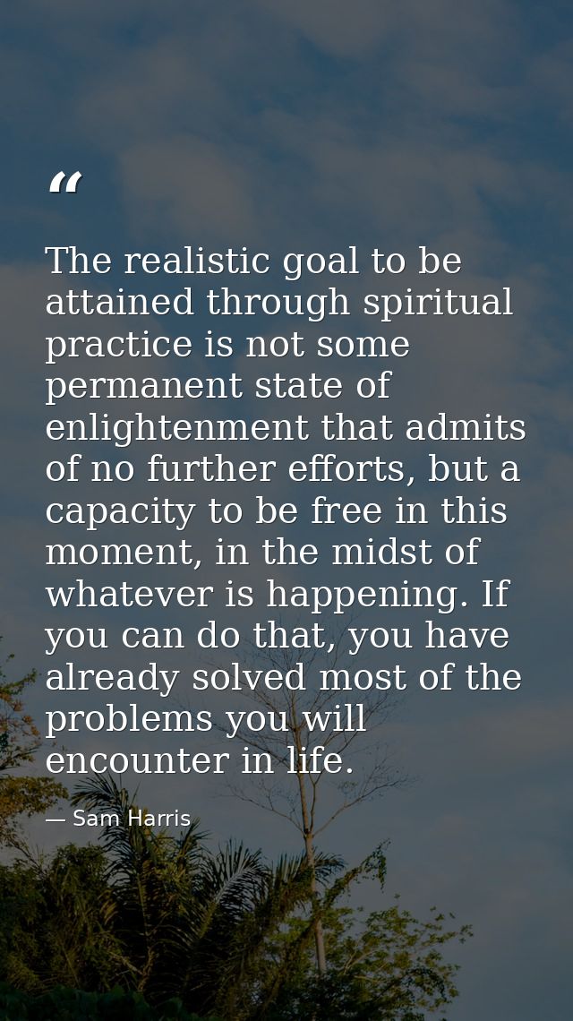 The realistic goal to be attained through spiritual practice is not some permanent state of enlightenment that admits of — Sam Harris